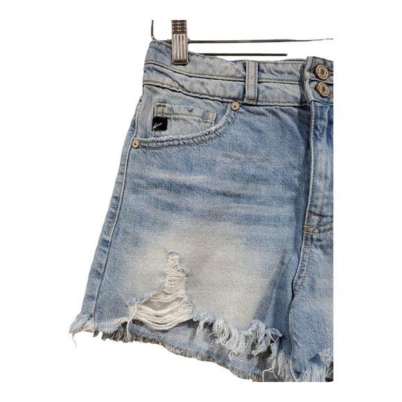 Kancan Womens Shorts Distressed Denim Cut Off Raw Hem Frayed Blue Jean Sz S 28 - Picture 4 of 13